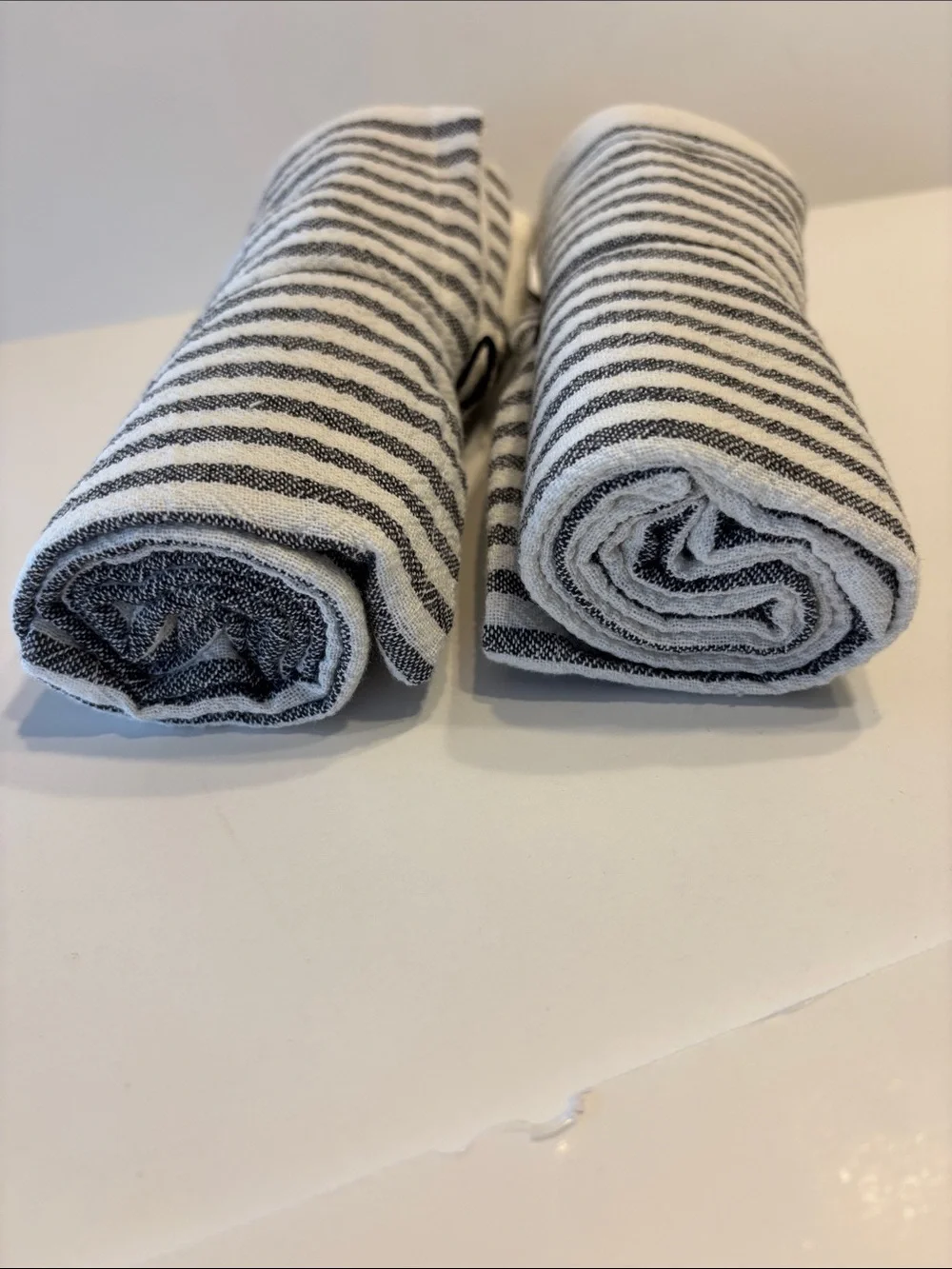 Hearth & Hand Sour Cream and Black Striped Flour Sack Kitchen Towel Set of 2